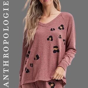 Anthropologie Soft Leopard Pajama Set